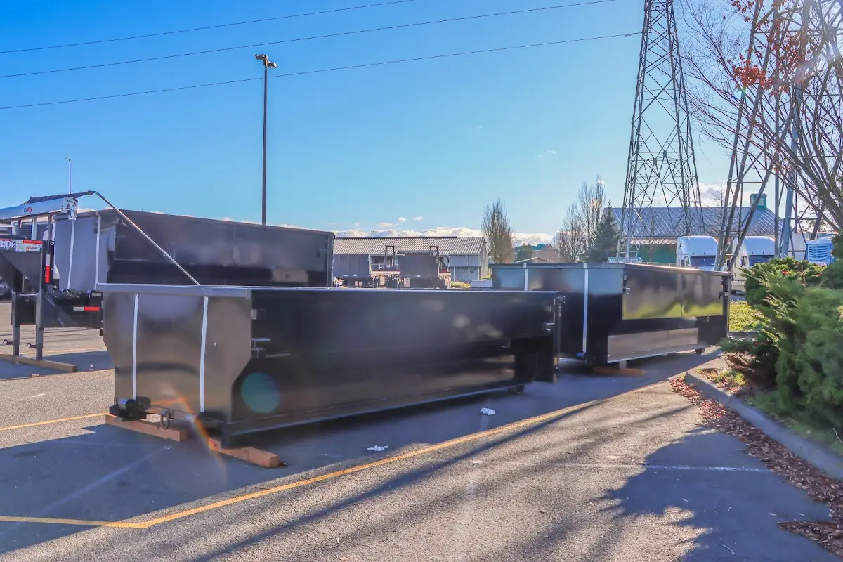 Roll-off dumpster ready for waste disposal at job site for 6 Yard Dumpster Rental in Clover Creek